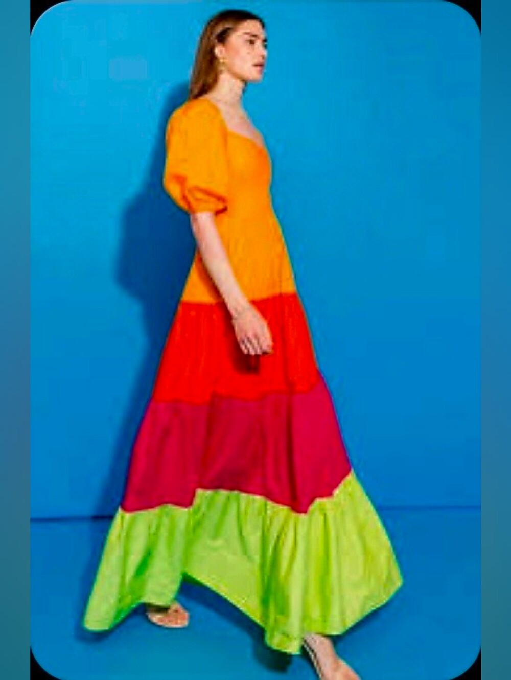 FLYING TOMATO Colorblock Tiered Maxi Dress